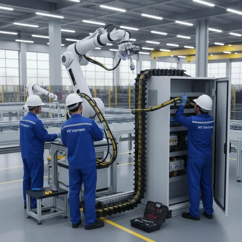 Hình ảnh Giải pháp xích dẫn cáp cho robot trong dây chuyền tự động
