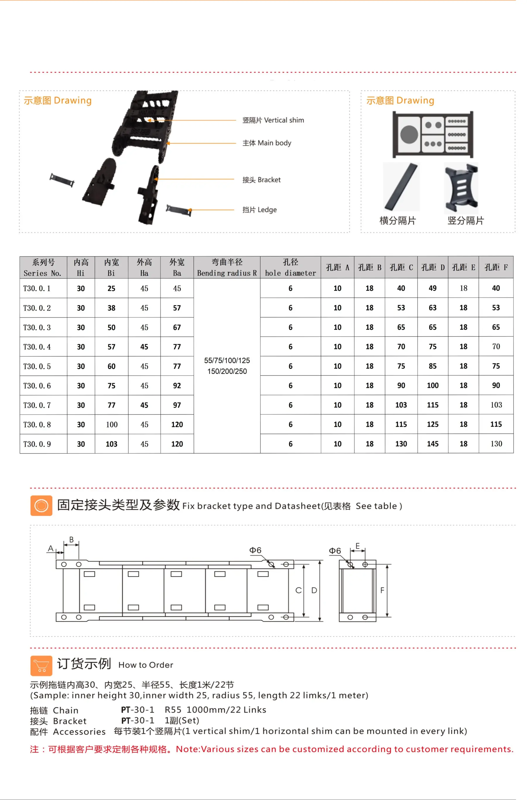 Tài liệu PDF PT-30 trang 2: drawing, bảng thông số, đầu nối và cách đặt hàng